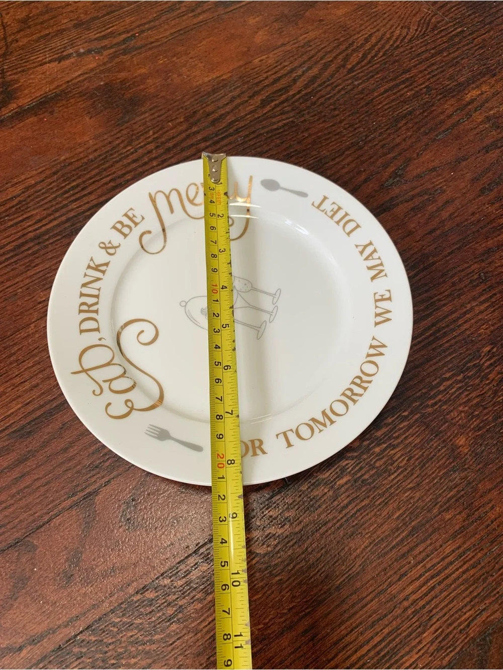 Pier 1 White and Gold 'Eat, Drink & Be Merry' Appetizer Plates - Set of 2